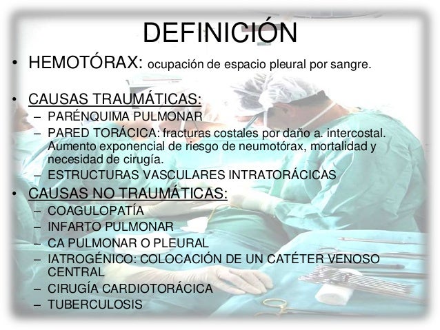 causas de hemotorax no traumatico